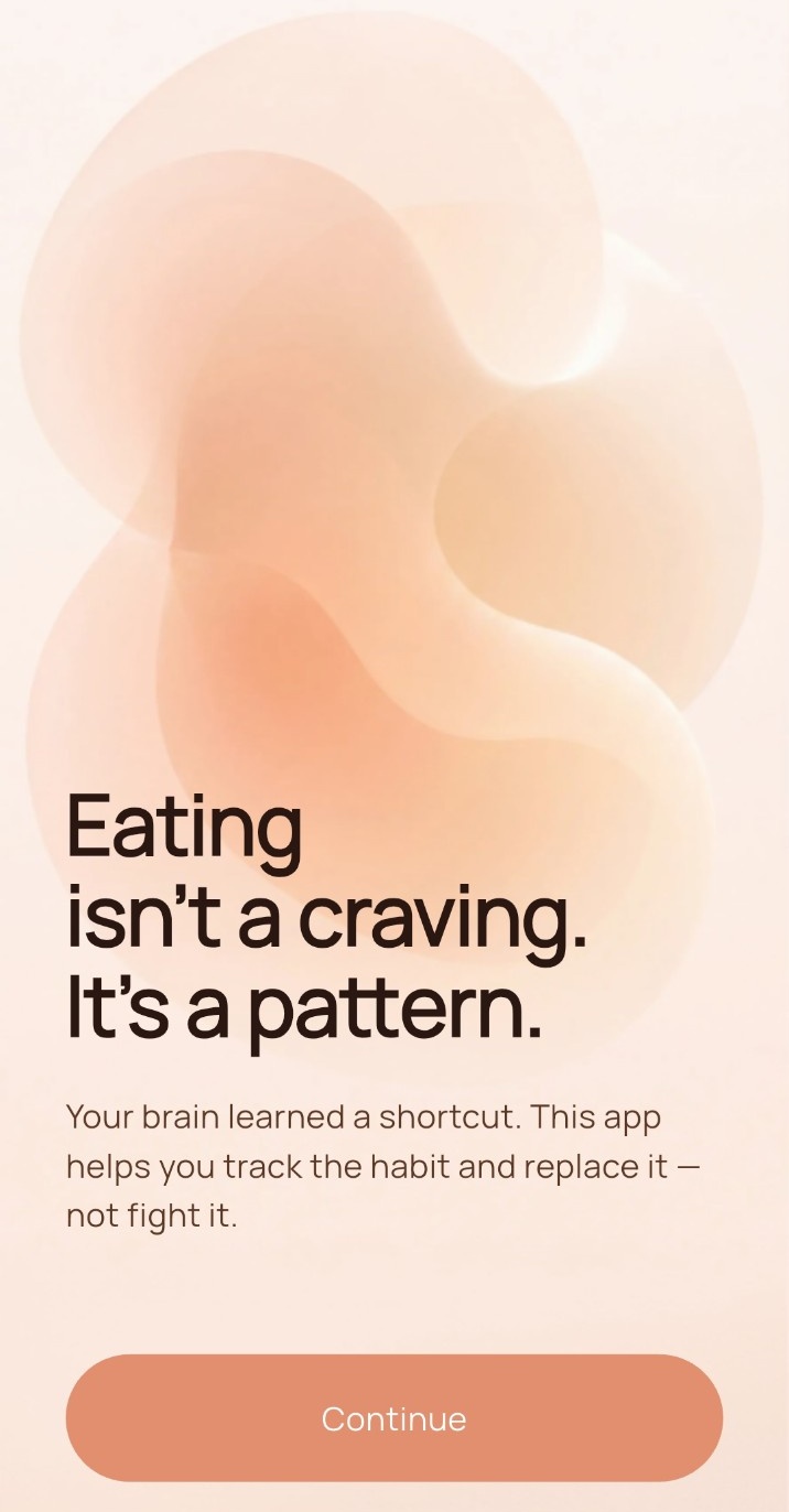 Evara onboarding screen: Eating isn’t a craving. It’s a pattern.